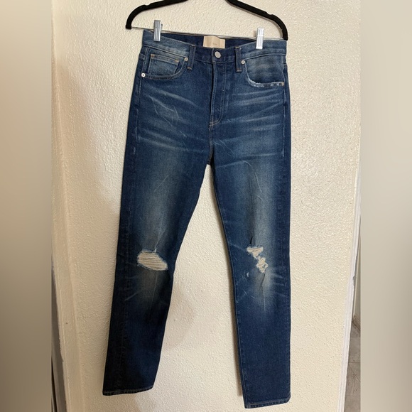 CO Denim - CQY Anthropology women’s Dark blue distress straight Slim denim jeans size 27